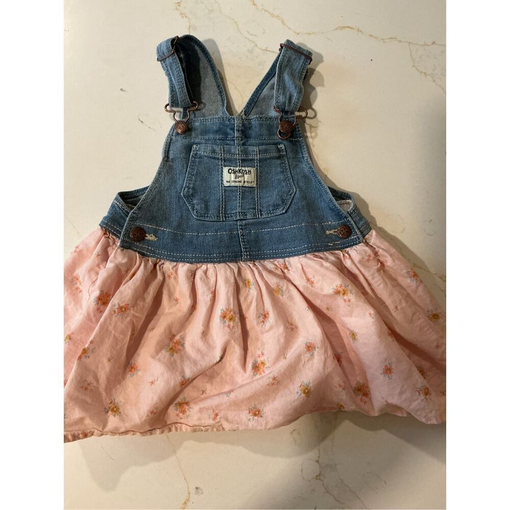 OshKosh Bgosh Overalls Sz 18 mo Denim Tulle Pink Floral